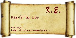 Király Ete névjegykártya